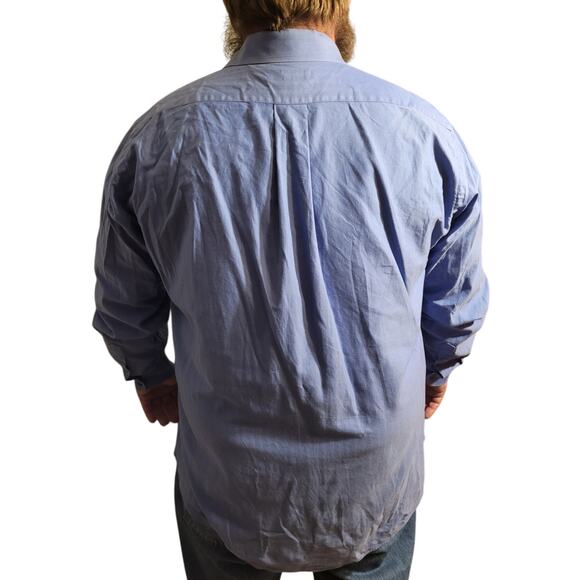 Nordstrom Blue Jacquard Cotton Dress Shirt 17.5 37 Tailored Fit Preppy Executive - Picture 3 of 11